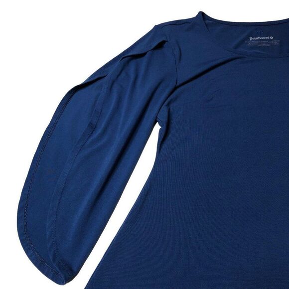Betabrand Blue Stretchy Long Sleeve Samantha Tunic Top Size Medium Slit Sleeve - Picture 7 of 7